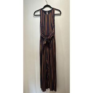 Plenty By Tracy Reese Size XS Navy Striped Wide Leg Jumpsuit Anthropologie Tie